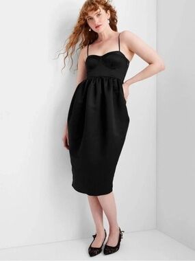 Future Collective Black Satin Bustier Midi Dress XL NWT Corset Style